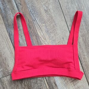 Zaful Bold Red Ribbed Top Swim Suit Top. Size 6.